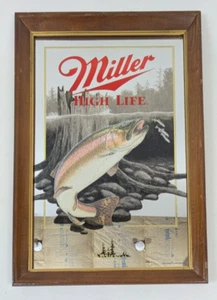 Miller High Life Rainbow Trout Bar Mirror Beer Sign Wisconsin Wildlife Series - Picture 1 of 7