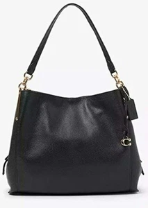 Borsa a tracolla Coach Dalton 31 in pelle di ciottoli nera - Foto 1 di 21