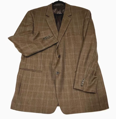 Andrew Fezza Mens 50 Houndstooth Tweed Sports Jacket Brown Wool 2 Button - Image 1 of 4