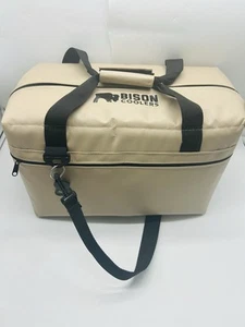 Tan Bison Coolers 24 Can SOFTPAK Cooler Bag Camping Carry Strap Cold Lightweight - Picture 1 of 17