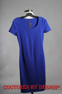Vestido St John Milano Tejido Cuello Redondo Detalle Cintura Azul Índigo Talla 0 Nuevo con Etiquetas $895 - Imagen 1 de 2