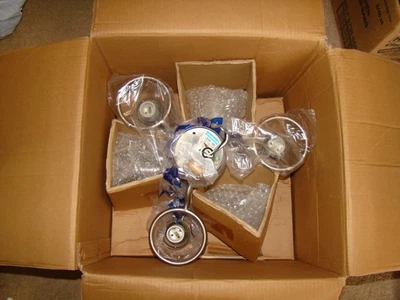 Sunlit Lighting Ceiling Fan Light Kit LK54-BN (3) Crackle Glass Domes, Chrome - Image 1 of 4