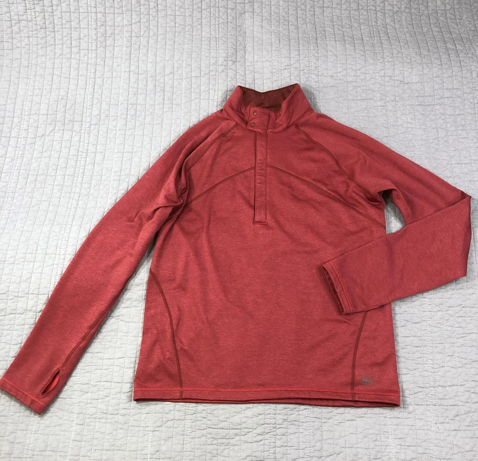 Пуловер женский REI большой красный вересковый четверть квадратного ярда на молнии отверстия для пальцев для пеших прогулок - Изображение 1 из 4