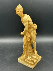 Vintage signierte Santini (Italien) 9 1/2" David mit Schlinge zusammengesetzte Skulptur - Bild 1 von 9