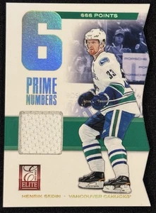2012 Panini Elite 6 Prime Numbers Jersey #20 Henrik Sedin 323/666 - Imagen 1 de 2