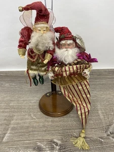 Lot/2 Vntg Mark Roberts Santa Elf Fairy Figure Candy Christmas Ornament Decor - Picture 1 of 14