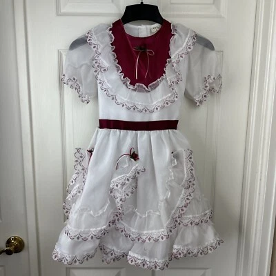 Vtg Pageant Party Dress Full Circle Ruffles Satin Lace Sheer Layer Sz10 Burgundy - Imagem 1 de 4