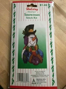 Cross Stitch Christmas Kit: Holiday Pick-ups Snowman - Picture 1 of 2