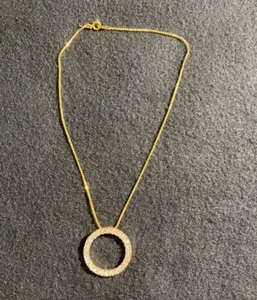 Used 16" Gold W/ Round CZ Pendant necklace - Picture 1 of 3