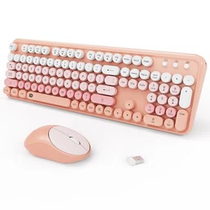 2.4GHz Wireless Keyboard Mouse Set Switch Button Full-Size Windows Pink - Picture 1 of 7
