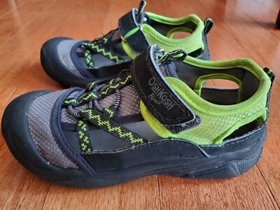 Boys Sandal Size 11 Grey Black Neon Yellow OSHKOSH Thut Toddler Shoes - Image 1 of 4