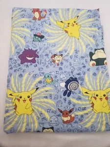 Pokemon Pikachu Eevee Vintage 1995 46x56 Peice Of Fabric New Cotton - Picture 1 of 2