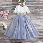Girl Floral Lace Top Tulle Skirt Little Flower Girl Dress 2 Piece Outfit Set