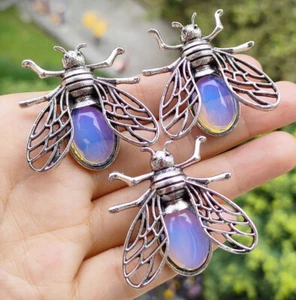 3pcs Opal Gems Bee Pendants Brooch Happy Luck Amulet - Picture 1 of 1