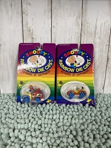 2 Vintage Snoopy Rainbow Diecast Cars NIP - Picture 1 of 10