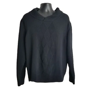 Dockers Mens Black Knit Shawl Collar Sweater Size XXL Fisherman Nautical - Picture 1 of 7