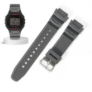 For Casio AE-1000W/AQ-S810W 18mm Notched Rubber Watch Band Straps Mens Sports - Picture 1 of 33