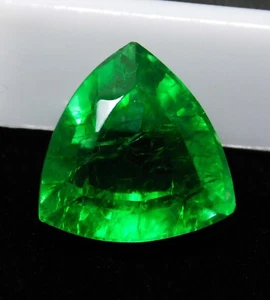6.40 Ct Natural Beautiful Colombian Emerald Trilion Cut Loose Gemstone Certified - Picture 1 of 4