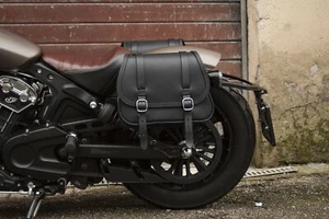 LEATHER SADDLE BAG LEFT SIDE FOR 2018 - 2023 INDIAN SCOUT BOBBER  SCOUT ROUGE - Picture 1 of 9