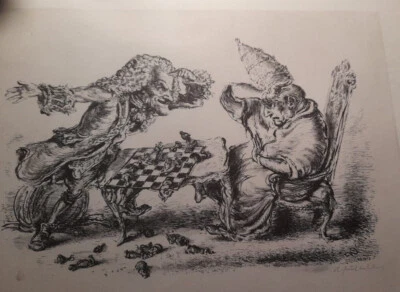 Original A.Paul Weber, "Die Schachspieler", Lithografie, signiert - Bild 1 von 4