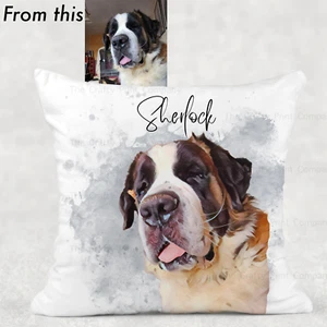 Personalised Custom Pet Photo Cushion cover pillow case custom gift, Dog, Cat - Picture 1 of 3