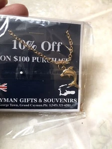 Cayman Island Gifts Dolphin Necklace Gold Pendant Jewelry Fashion - Picture 1 of 3