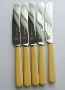 Sheffield England Faux Bone Vintage Knives Set of 5 with mark on blade ''TAUNVIL - Picture 1 of 9