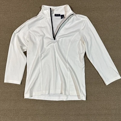 Top Izod Damas X-tra Blanco Seco Pequeño Cuello Simulado 1/4 Cremallera Manga 3/4 [M361] Foto 1 de 4
