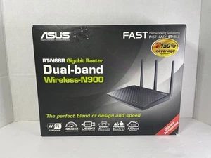 ASUS RT-N66U 450 Mbps 4-Port Gigabit Wireless-N900 Dual Band Router-New-Open Box - Picture 1 of 5