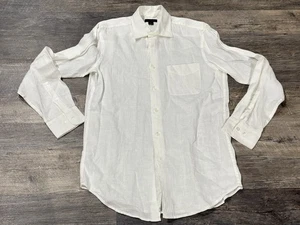 EXPRESS Men's 100% Irish Linen WHITE Button Up Shirt Size Small - Vintage! - Picture 1 of 6