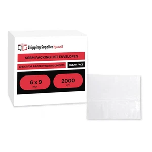 2000 Pack 6" x 9" Clear Packing List Envelopes Plain Face Back Side Load - Picture 1 of 7
