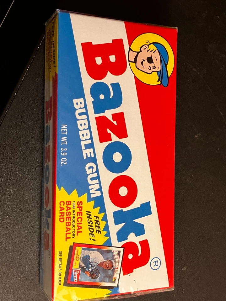 1990 Topps Bazooka Bubble Gum w Baseball Card Sealed Ken Griffey Jr on Box Pack - Image 1 of 1