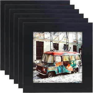5x5 Schwarz Bilderrahmen Quadratisch Klassisch Naturholz 6 Stück zur Wandmontage an - Bild 1 von 7