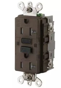 20 Amp GFCI Receptacle Hubbell Gfsg5362 Gfci Receptacle,20A,125Vac,5-20R,Brown - Picture 1 of 1