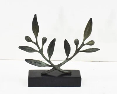 Rama de Olivo de Bronce sobre Base de Mármol - Trofeo de los Juegos Olímpicos Griegos Antiguos Foto 1 de 4