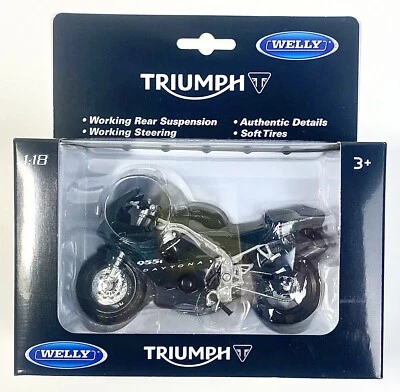Welly Triumph 2002 Daytona 955i Black Motorcycle 🏍️ 1:18 *NEW IN BOX* - Image 1 of 2