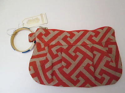 Gameday Cuff Clutch por Mud Pie, Tangerina/Castanho com Pulseira Azul/Branca, Novo com etiquetas - Imagem 1 de 3