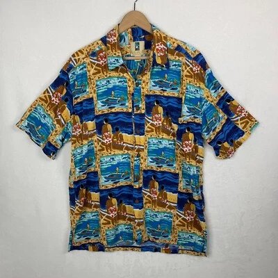 Рубашка мужская большая гавайская таитянские тропические острова родное пляжное искусство - Изображение 1 из 4