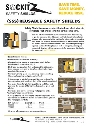Socket Safety shield  New Reusable 1 & 2 Gang 30mm pack of 20no  - Image 1 of 4