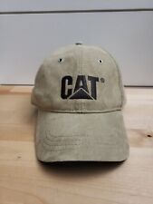 CAT Caterpillar Baseball Cap Trucker Hat Tan Suede Like Adjustable Buckle