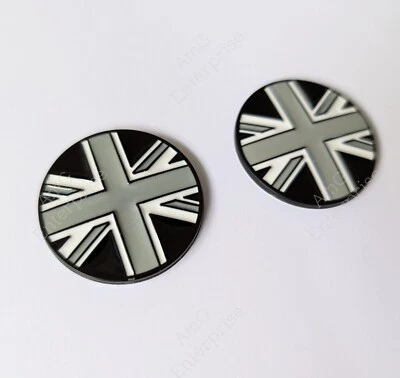 2 Distintivi Parafango Union Jack Ala Laterale Nero e Grigio per Land Rover Defender Sport - Immagine 1 di 4
