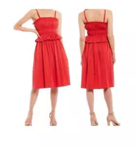 Antonio Melani Dress 4 Taylor Stretch Peplum Pockets Cherry Red Easter Preppy - Picture 1 of 12