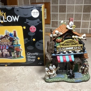Spooky Hollow GHOSTLY MUSIC SHOP Lighted Halloween Village - W/ Light Cord-7” - Picture 1 of 6