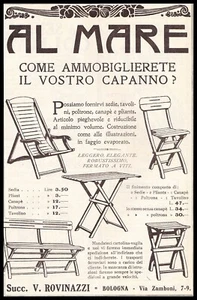 ADVERTISEMENT 1914 RUINAZZI BOLOGNA FOLDING FURNITURE HUT SEA LIST - Picture 1 of 1