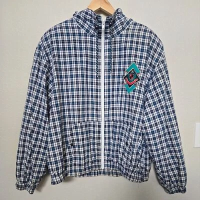 Vintage 90s Line Up for Sport Plaid Zip Jacket size large - Image 1 of 4