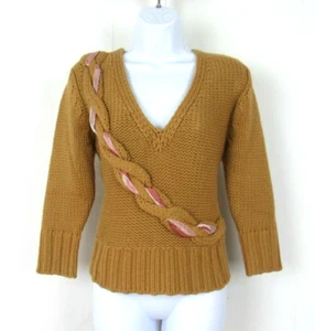 VTG 1980s FIFI COLLECTION SWEATER TAN BRONZE ACRYLIC WOOL BLEND SIZE LARGE - Picture 1 of 12