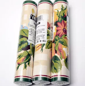 York Wallpaper Border 3 Rolls Flowers Floral New 1301-b r-01 Prepasted Stripe - Picture 1 of 12