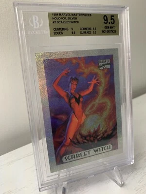 🔥 1994 Marvel Masterpieces Holofoil Silver #7 Scarlett Witch BGS 9.5 🟨 Pop 3 - Image 1 of 2