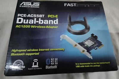 ASUS PCE-AC55BT 802.11ac WiFi Ac1200 Bluetooth PCIe MPCIE Network Adapter Card - Image 1 of 2