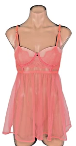 Victoria's Secret Neon Koralle BALLERINA BABYDOLL Negligee Nachthemd Bombe 34 C - Bild 1 von 9